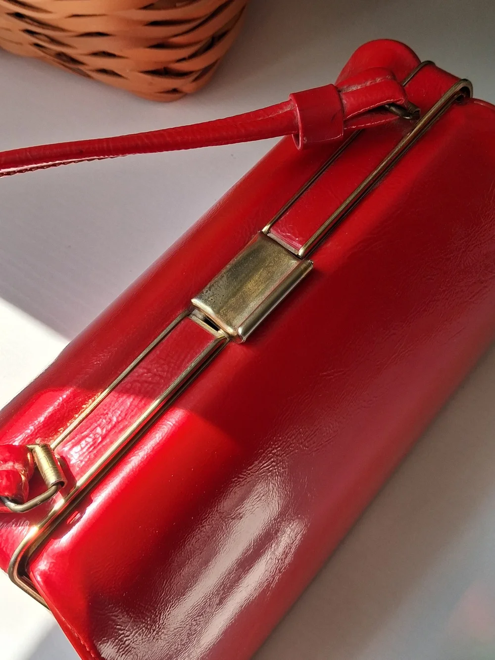 Vintage USSR Red Structured Box Bag & Historic Coins Time Capsule